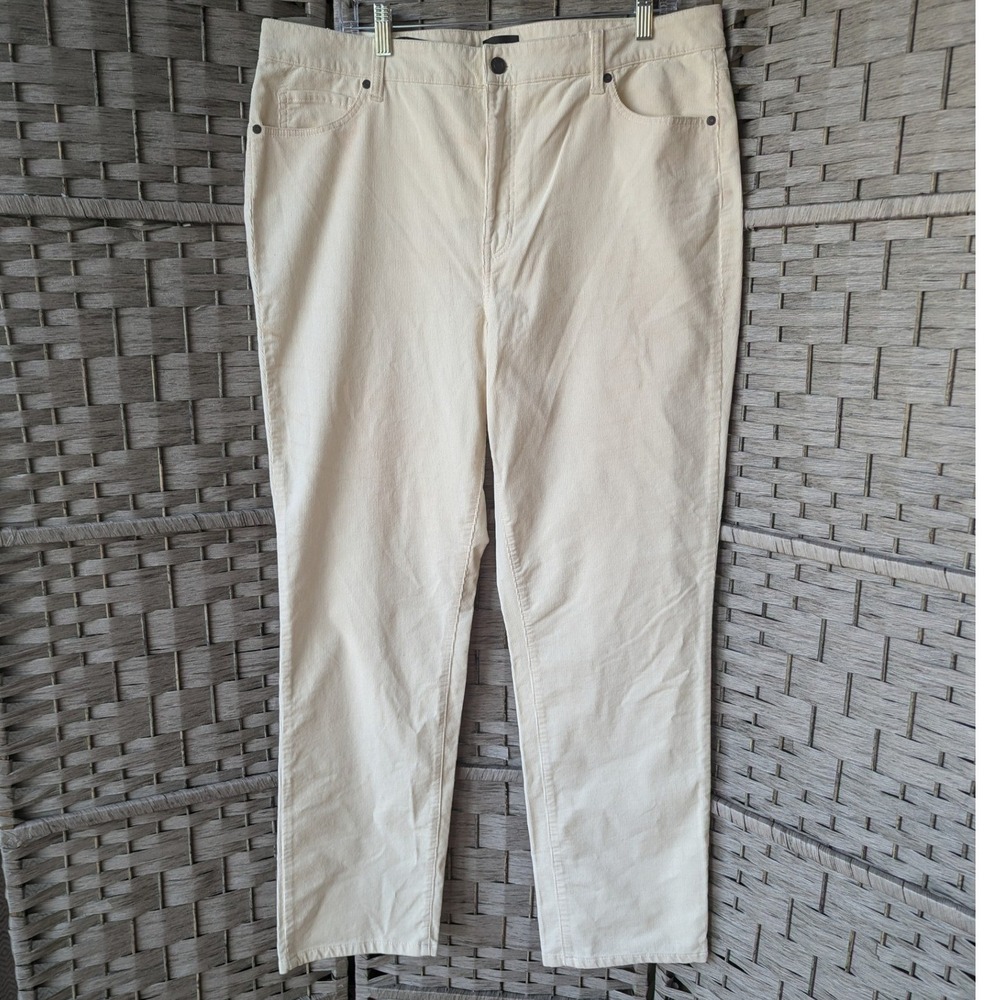 Talbots Corduroy Straight Leg Pant Cream Ivory High Rise Womens 16 Quiet Luxury